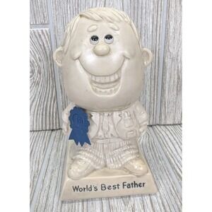 Vintage World's Best Father Figure Statue 70s R & W Berries Made USA Dad Award